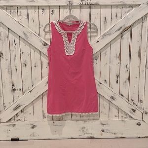 Mud Pie Bag Lady Linen Sleeveless Pink White Tunic Dress or Swim Cover Up Size S